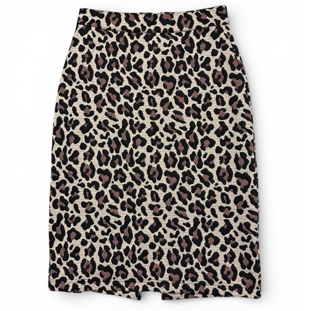 Maeve Anthropologie Pencil Skirt Womens XS Leopard Print Career Stretch Zip Work
